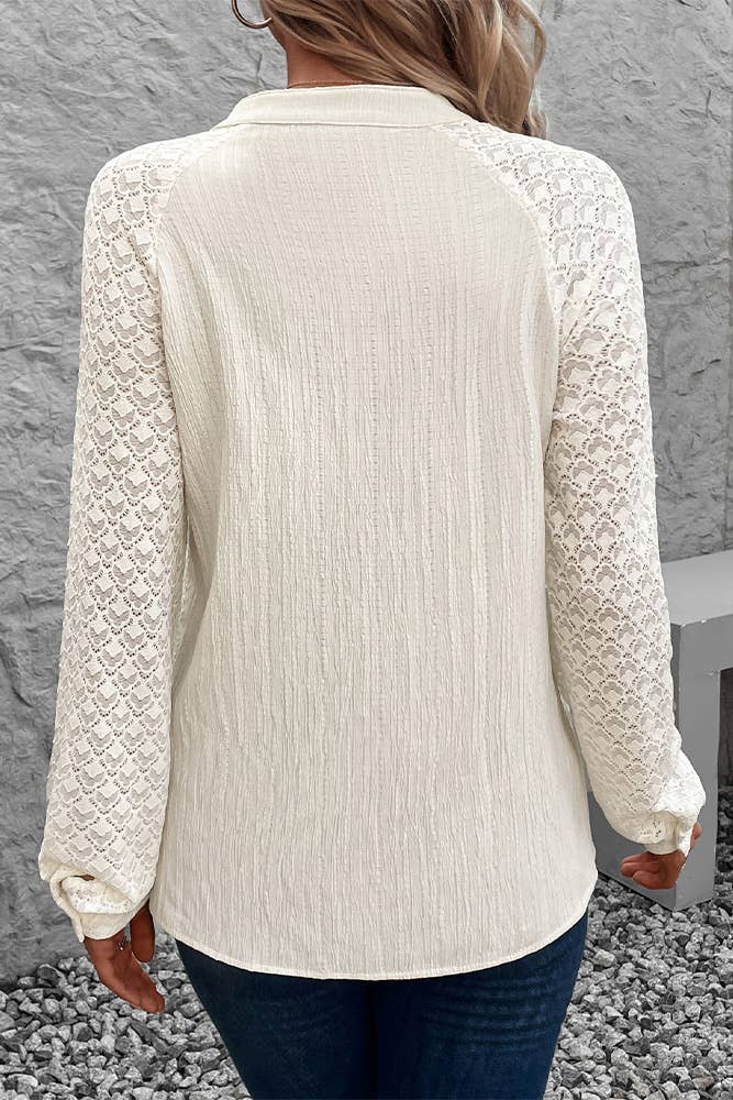 Apricot Jacquard Splicing Button Up Shirt BFZY1061