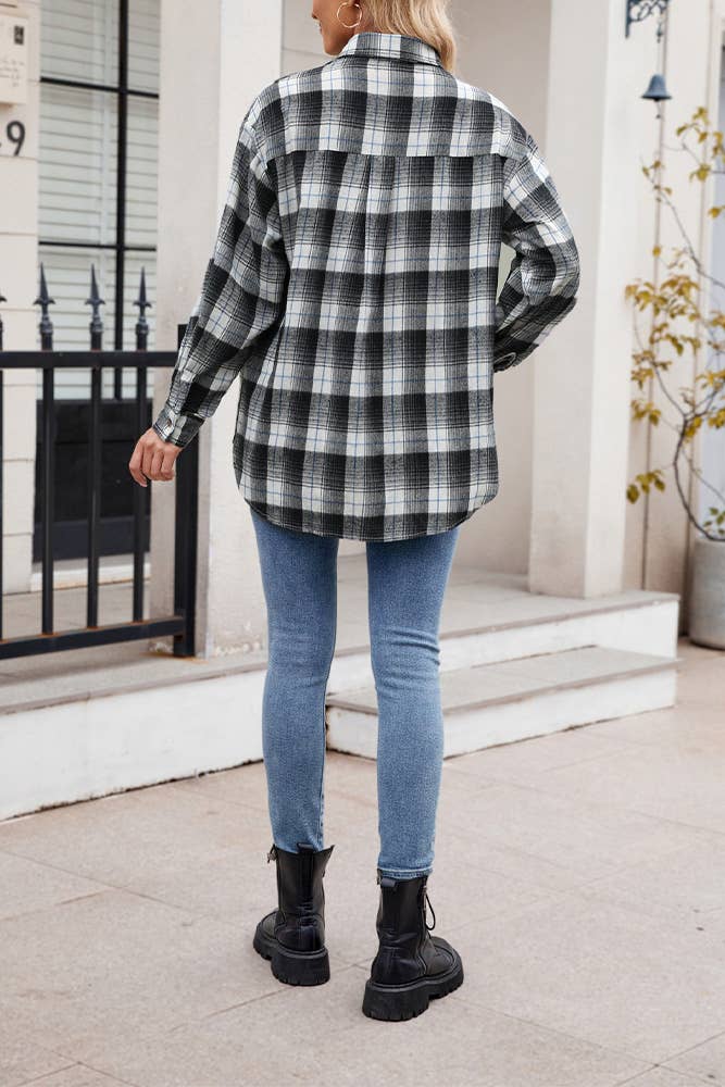 Button Up Plaid Long Sleeves Shirt MD135