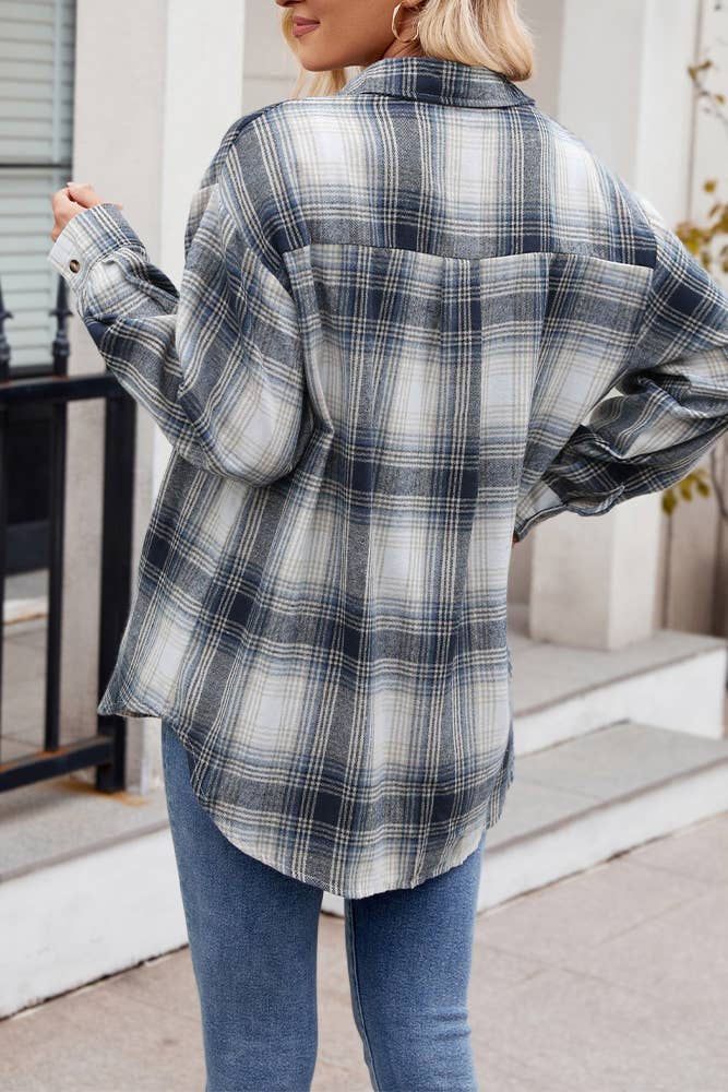 Button Up Plaid Long Sleeves Shirt MD135
