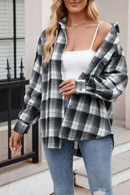 Button Up Plaid Long Sleeves Shirt MD135