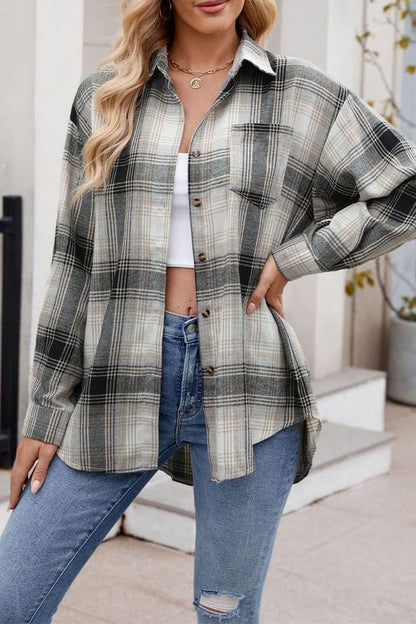 Button Up Plaid Long Sleeves Shirt MD135