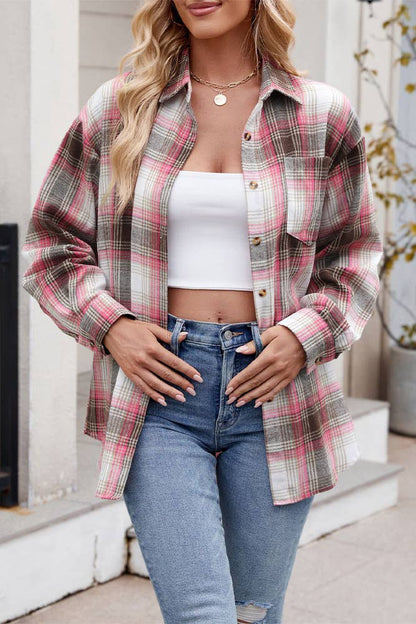 Button Up Plaid Long Sleeves Shirt MD135